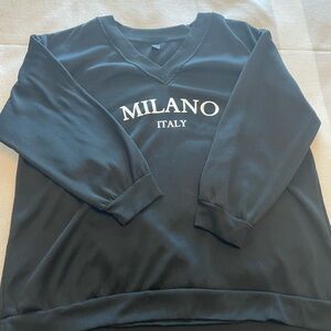 Milano Italy Black V-Neck Plus Sweater
